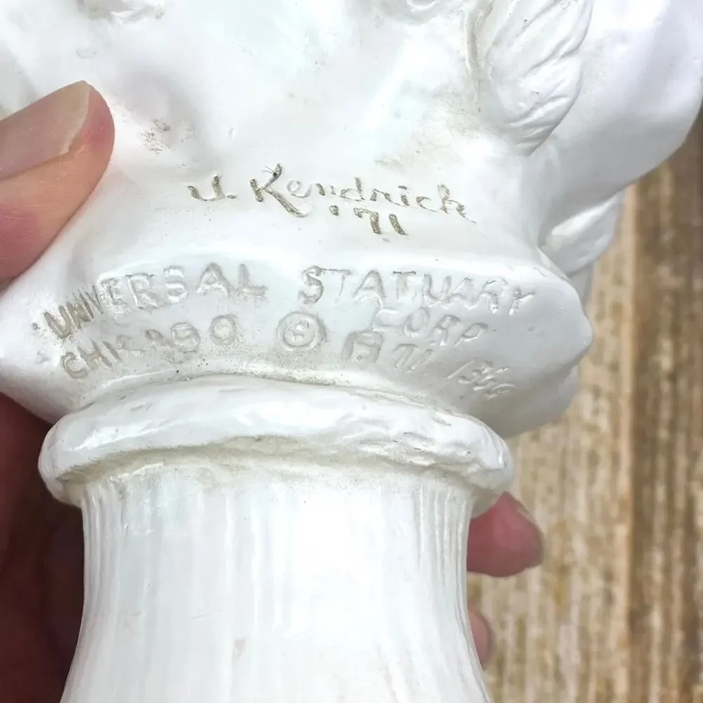 VTG 1971 U Kendrick Boy Girl Statues 9 inch Boy Saxophone Girl Covering Ears